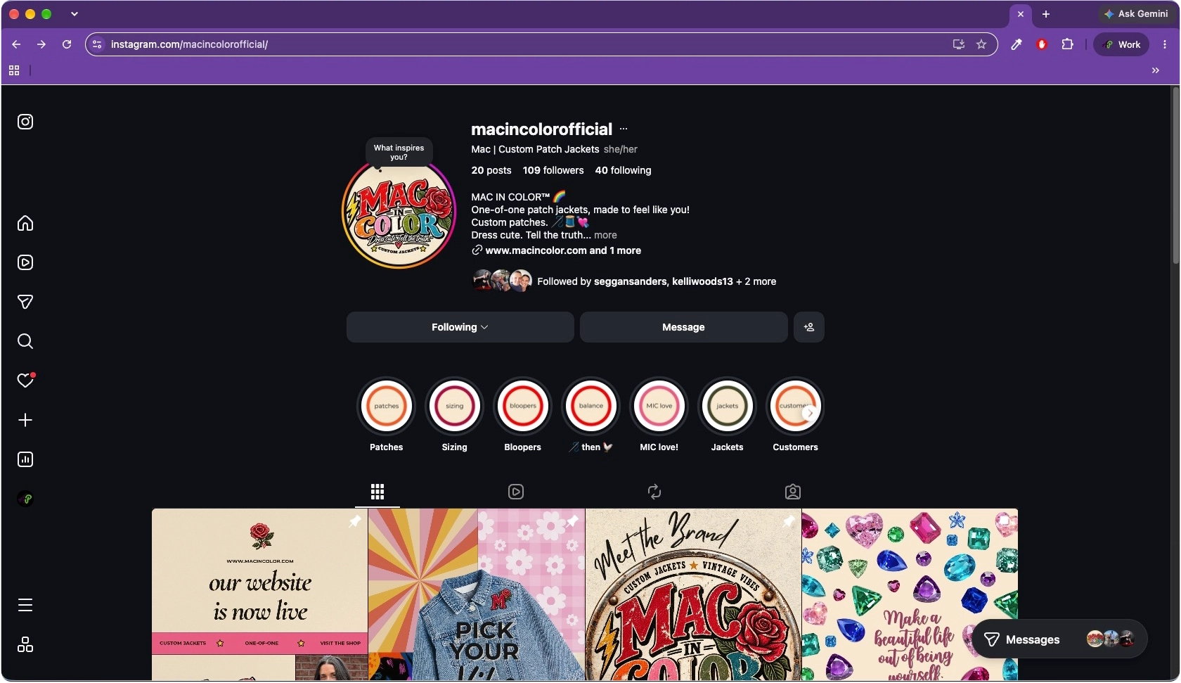 Mac in Color Social Media IG 3 Mac in Color custom WordPress and WooCommerce website designed by Atomic Puppies, featuring branded navigation, colorful jacket imagery, and an online storefront.